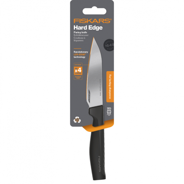 FISKARS Hard Edge 11 cm czarny - nóż do obierania warzyw i owoców ze stali nierdzewnej