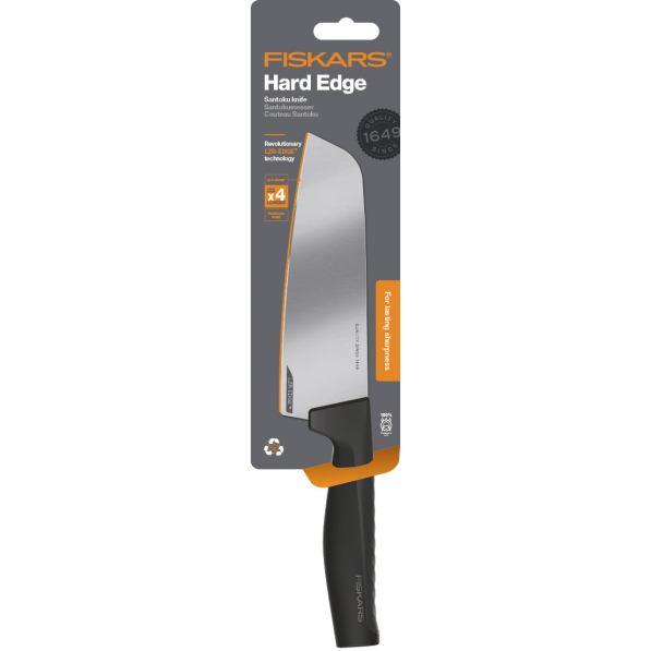 FISKARS Hard Edge 15,5 cm czarny - nóż Santoku ze stali nierdzewnej