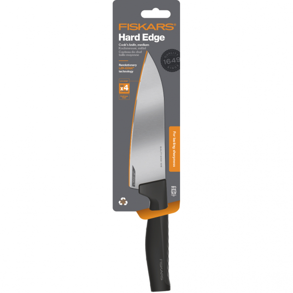 FISKARS Hard Edge 17,5 cm czarny - nóż szefa kuchni ze stali nierdzewnej