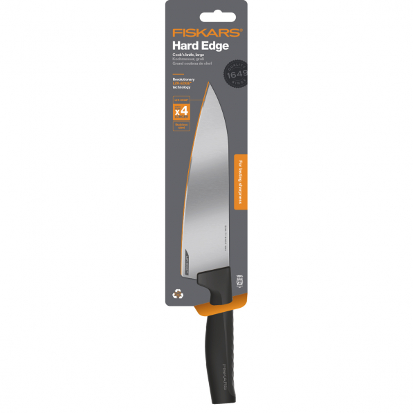 FISKARS Hard Edge 20,5 cm czarny - nóż szefa kuchni ze stali nierdzewnej