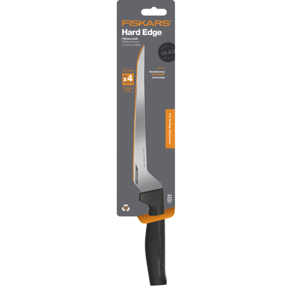 FISKARS Hard Edge 21,7 cm czarny - nóż do filetowania ryb ze stali nierdzewnej