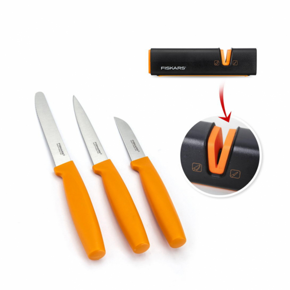 FISKARS Knife Set Xsharp Plus 3 szt. - noże kuchenne ze stali nierdzewnej z ostrzałką