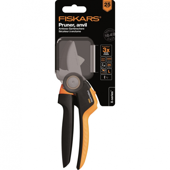 FISKARS PowerGear L P941 - sekator ogrodowy kowadełkowy ze stali nierdzewnej