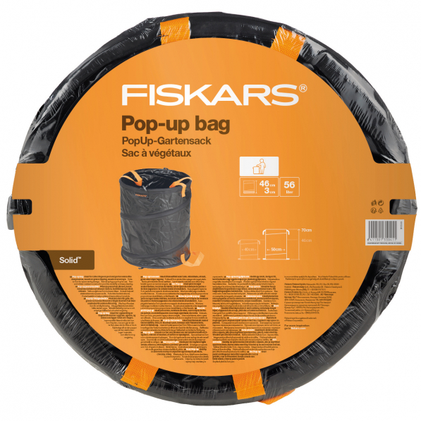 FISKARS Solid Pop-up 56 l czarny - kosz ogrodowy na liście składany