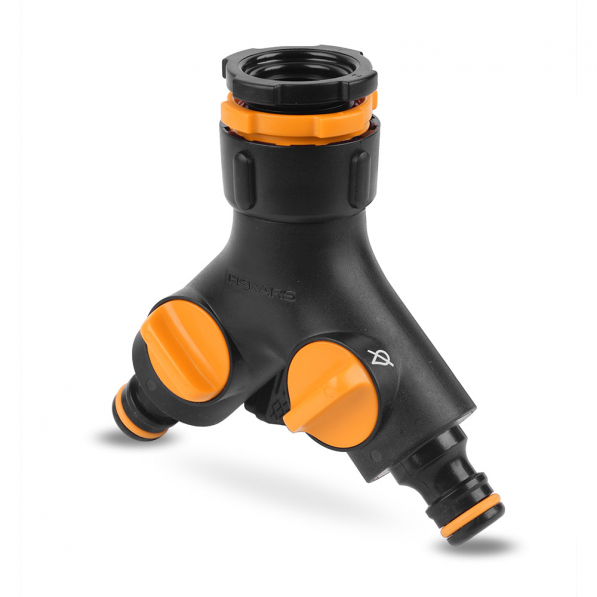 FISKARS Twin Tap Connector Multi 21; 26,5; 33,3 mm czarne - przyłącze kranowe podwójne