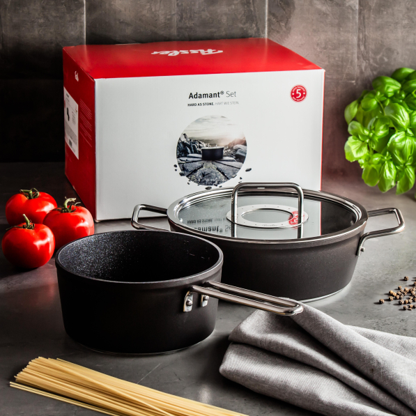 FISSLER Adamant - zestaw 2 garnków aluminiowych z pokrywką