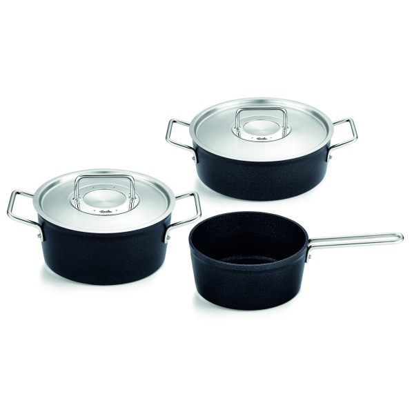 FISSLER Adamant - zestaw 3 garnków aluminiowych z pokrywkami
