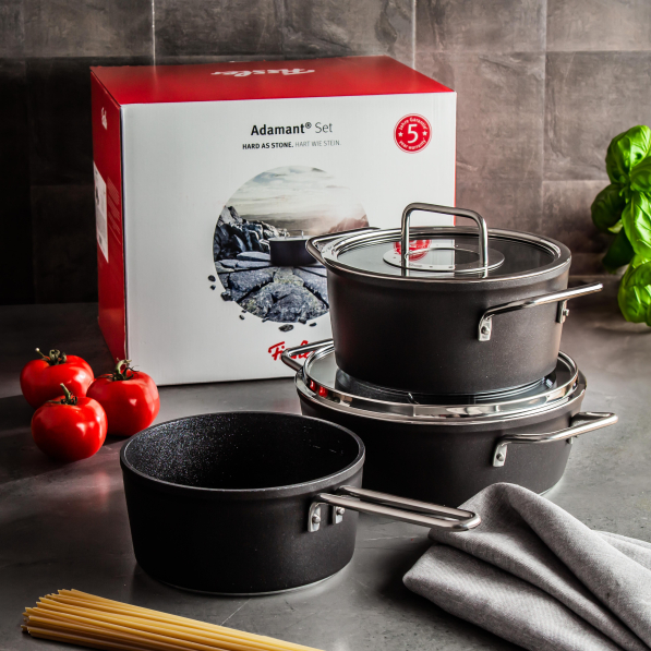 FISSLER Adamant - zestaw 3 garnków aluminiowych z pokrywkami