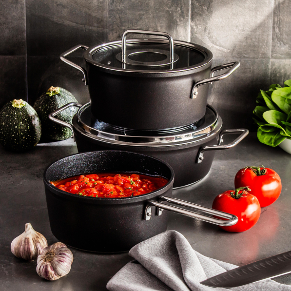 FISSLER Adamant - zestaw 3 garnków aluminiowych z pokrywkami