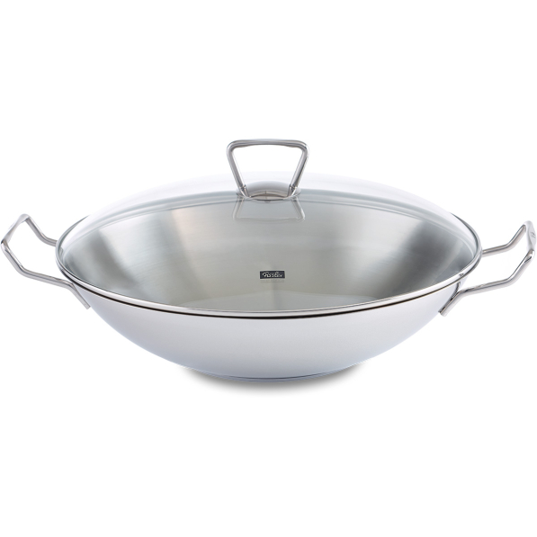 FISSLER Kunming 36 cm - patelnia / wok ze stali nierdzewnej z pokrywką