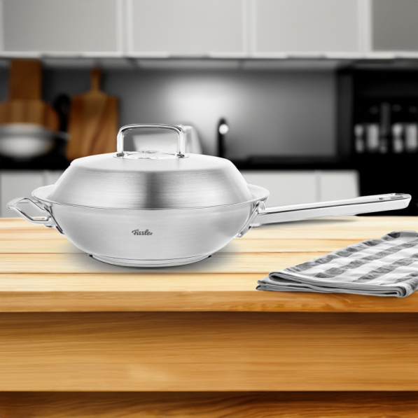 FISSLER Original Profi Collection 2.0 30 cm - patelnia / wok ze stali nierdzewnej z pokrywką