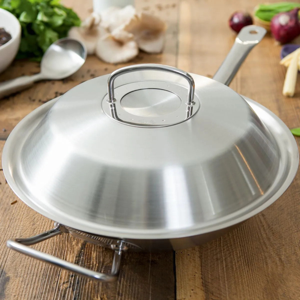 FISSLER Original Profi Collection 30 cm - patelnia / wok stalowy z pokrywką i uchwytem