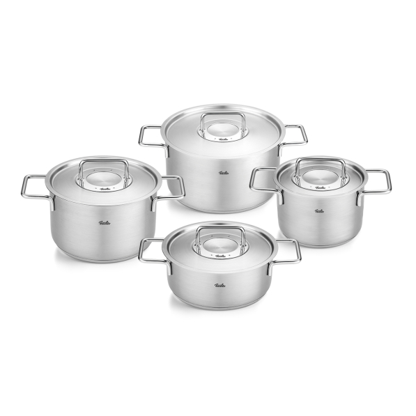 FISSLER Pure Collection - zestaw 4 garnków z pokrywkami ze stali nierdzewnej