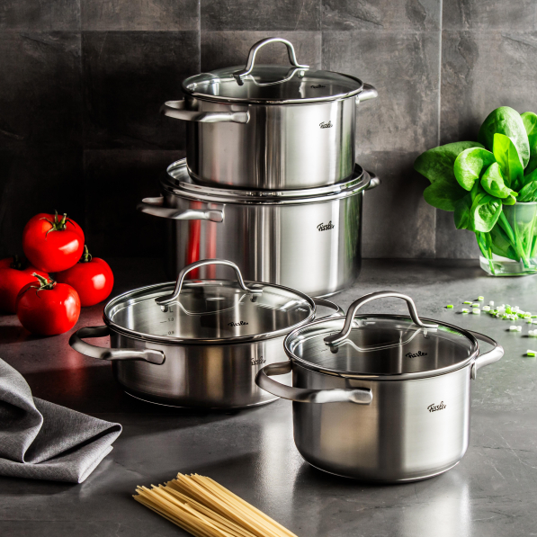 FISSLER San Francisco - zestaw 4 garnków ze stali nierdzewnej z pokrywkami 
