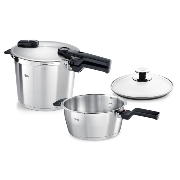 FISSLER Vitaquick Premium 2 szt. - szybkowary ciśnieniowe ze stali nierdzewnej z pokrywką