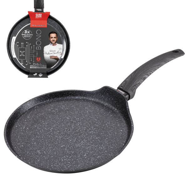 FLORINA Bono Pancake 25 cm czarna - patelnia do naleśników marmurowa nieprzywierająca