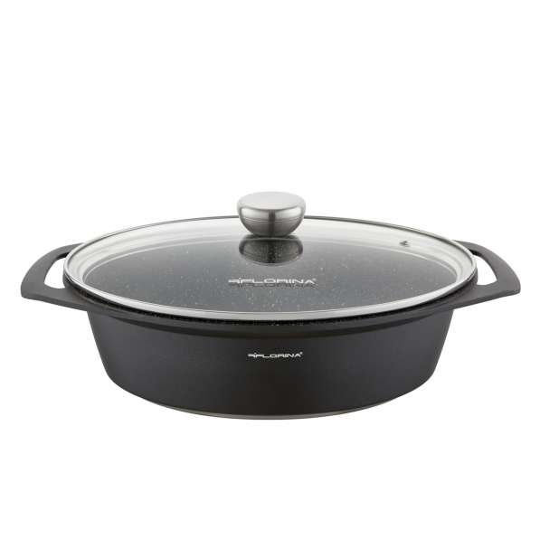 FLORINA Chef Oval 3,8 l czarna - brytfanna aluminiowa z pokrywką