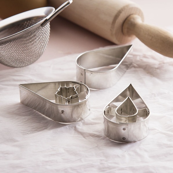 Foremki / Wykrawacze do ciastek metalowe KROPLE 3 szt.