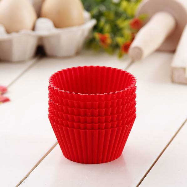SILIKOMART Cupcakes Round Red 6 szt. czerwone - foremki do pieczenia muffinek i babeczek silikonowe