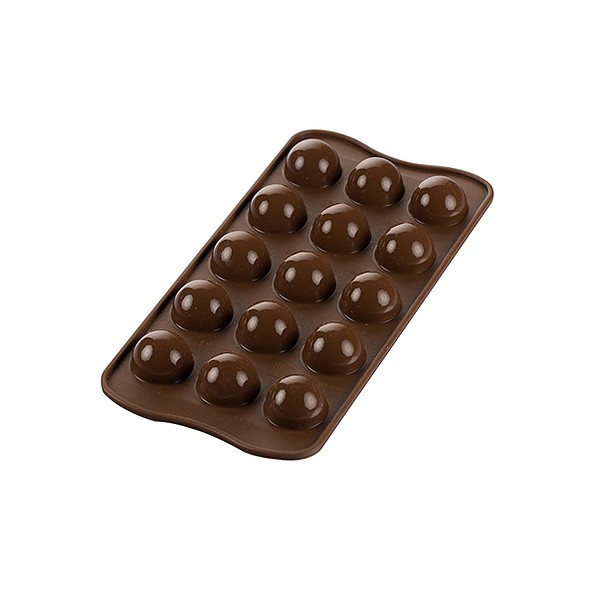 Forma do 15 czekoladek silikonowa SILIKOMART TARTUFINO 3D BRĄZOWA