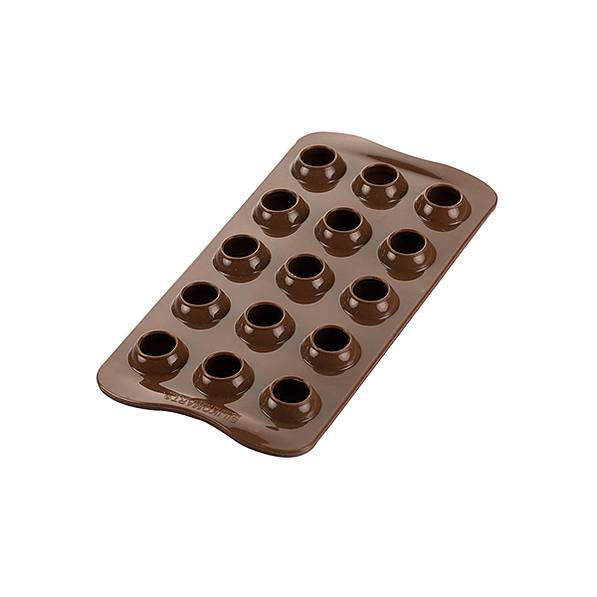 Forma do 15 czekoladek silikonowa SILIKOMART TARTUFINO 3D BRĄZOWA