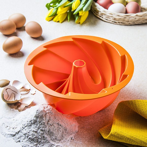 Forma do babki z tuleją silikonowa SILLINIE BABKA KWIAT POMARAŃCZOWA 21,5 cm