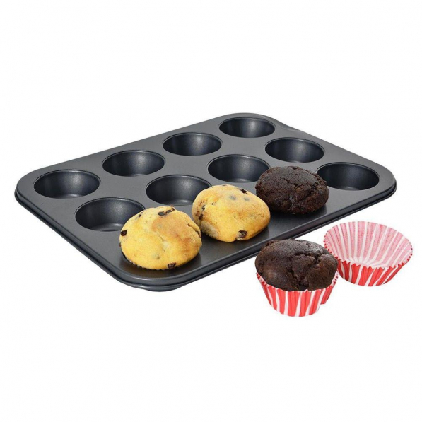 Forma do pieczenia 12 muffinek i babeczek metalowa BAKE CUPCAKES