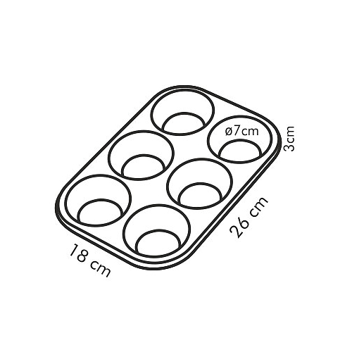 TESCOMA Delicia czarna – forma do pieczenia 6 muffinek i babeczek ze stali nierdzewnej