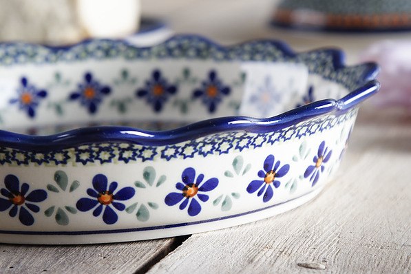 BOLESŁAWIEC GU-1765 DEK. DU60 24,5 cm - forma do pieczenia tarty ceramiczna