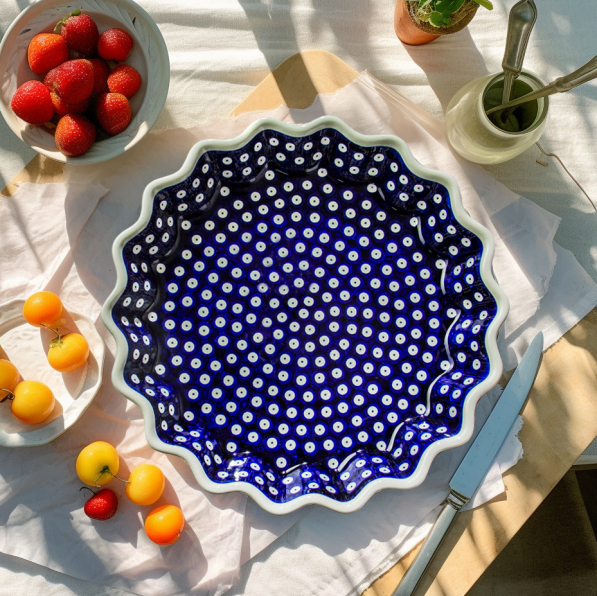 Forma do pieczenia tarty Ceramika Bolesławiec 32 cm - dek. 42 (drugi gatunek)