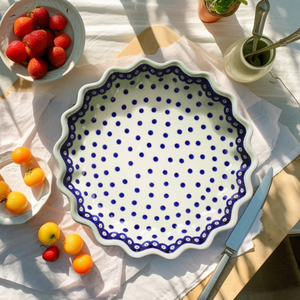 Forma do pieczenia tarty Ceramika Bolesławiec 32 cm - dek. 46 (drugi gatunek)