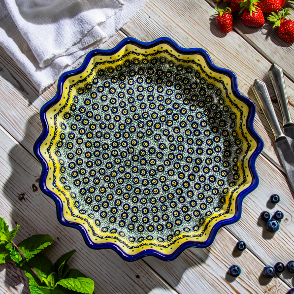 Forma do pieczenia tarty Ceramika Bolesławiec 32 cm - dek. DU1