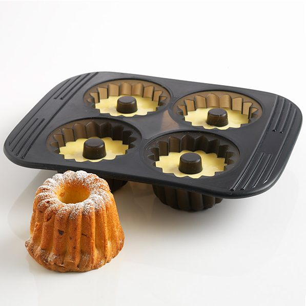 MASTRAD Babeczki szara - forma do pieczenia 4 muffinek i babeczek silikonowa