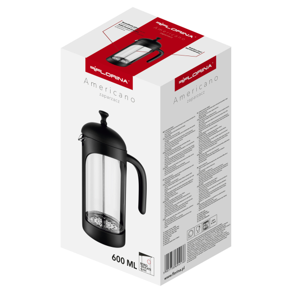 French press / Zaparzacz do kawy tłokowy szklany FLORINA AMERICANO 0,6 l