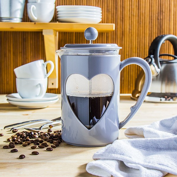 French press / Zaparzacz do kawy tłokowy szklany LOVELY SZARY 0,8 l