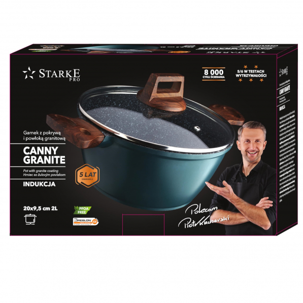 Garnek aluminiowy z pokrywką STARKE PRO CANNY GRANITE 2 l