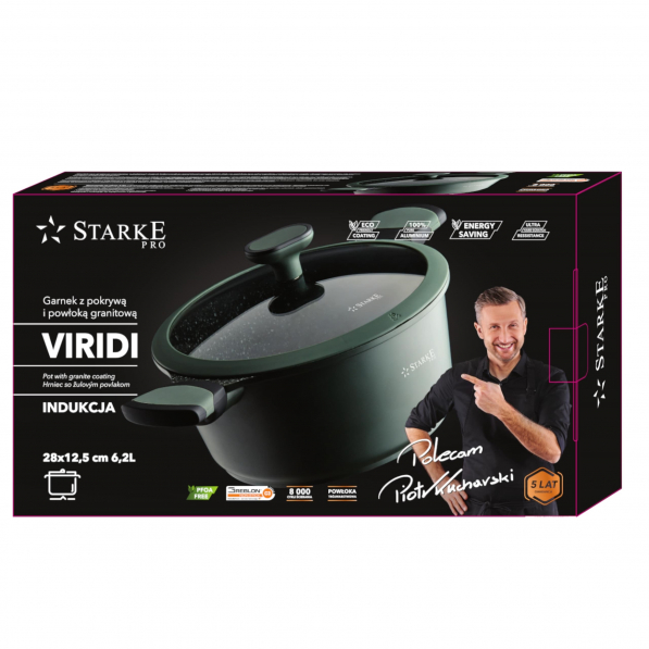 Garnek aluminiowy z pokrywką STARKE PRO VIRIDI 6,2 l