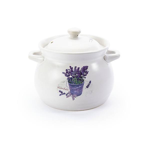 Garnek ceramiczny z pokrywką BIOXERAMIC LAWENDA BIAŁY 3,9 l