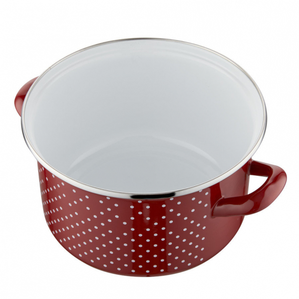Garnek emaliowany z pokrywką EMALIA POLSKA PLESZEW RETRO CZERWONY 4,1 l