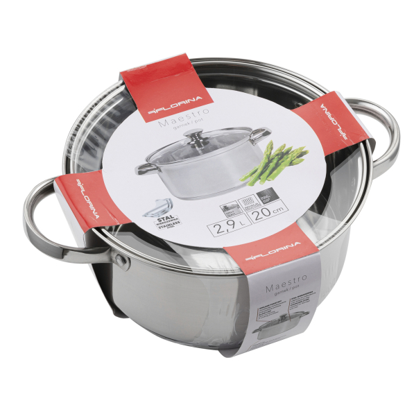 Garnek ze stali nierdzewnej z pokrywką FLORINA MAESTRO 2,9 l