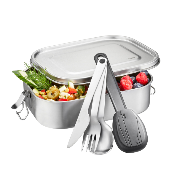GEFU Endure - lunch box / śniadaniówka ze sztućcami stalowy