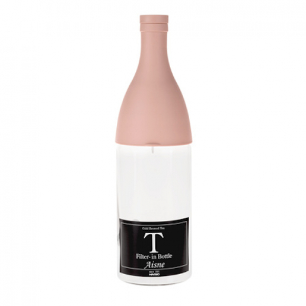 HARIO Aisne Filter-in Bottle 0,8 l różowa - butelka na wodę szklana z filtrem do herbaty na zimno