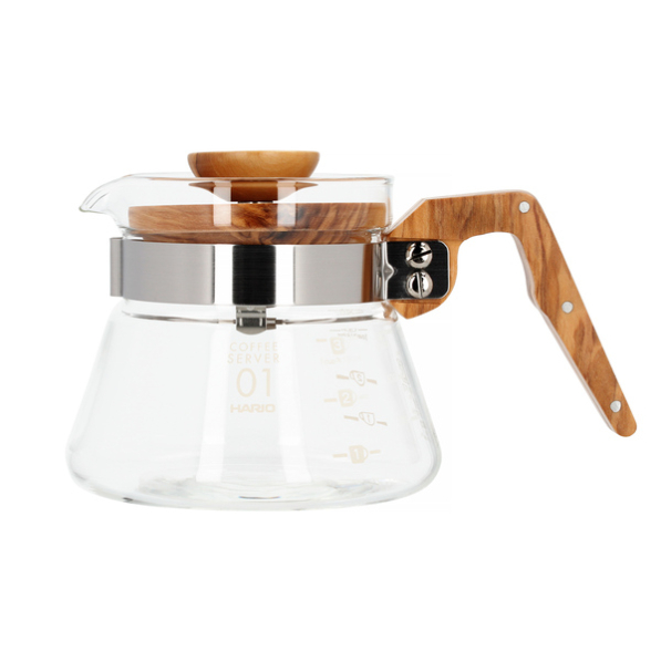 HARIO Coffee Server Olive Wood 0,4 l - dzbanek do kawy i herbaty szklany