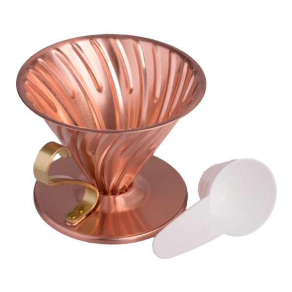HARIO Drip V60-02 - dripper / filtr do kawy metalowy z miarką