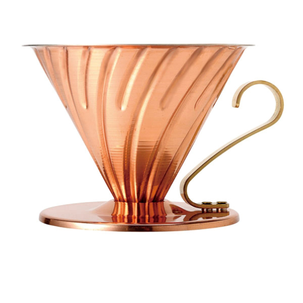 HARIO Drip V60-02 - dripper / filtr do kawy metalowy z miarką