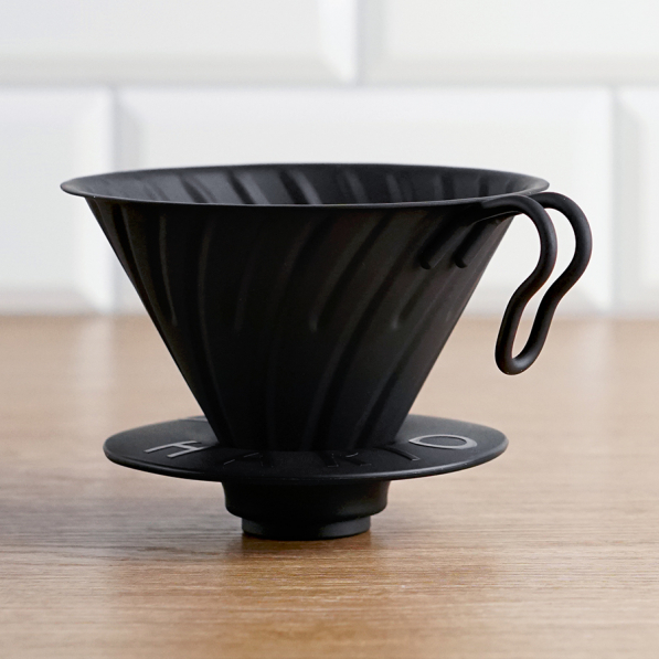 HARIO Drip V60-02 czarny - dripper / filtr do kawy ze stali nierdzewnej