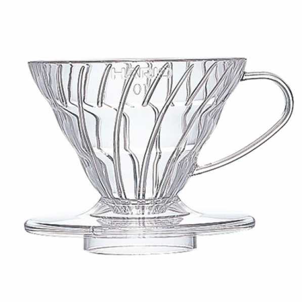 HARIO Dripper Clear V60-01 - dripper do kawy plastikowy z miarką