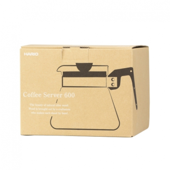 HARIO Coffee Server Olive Wood 0,6 l - dzbanek do kawy i herbaty szklany