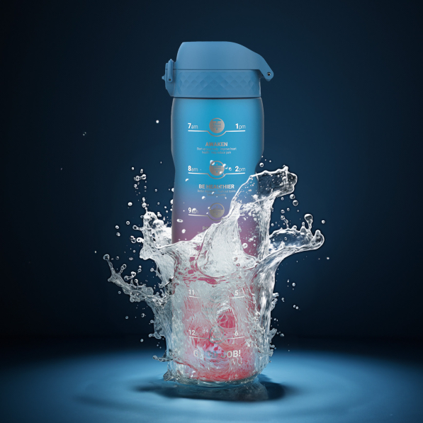 ION8 Gradient Blue / Pink Motivator 1,1 l - bidon / butelka motywacyjna na wodę z godzinami