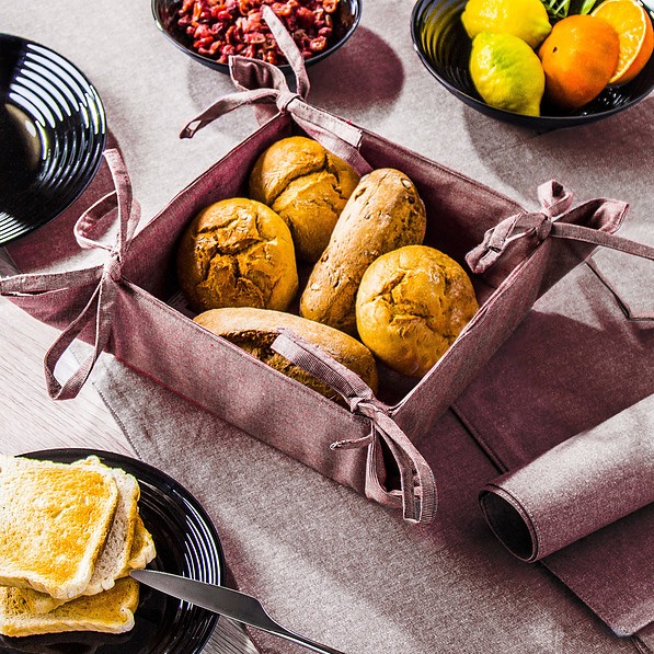 JEDEKA Modena 20 x 20 cm różowy - koszyk na chleb i pieczywo bawełniany